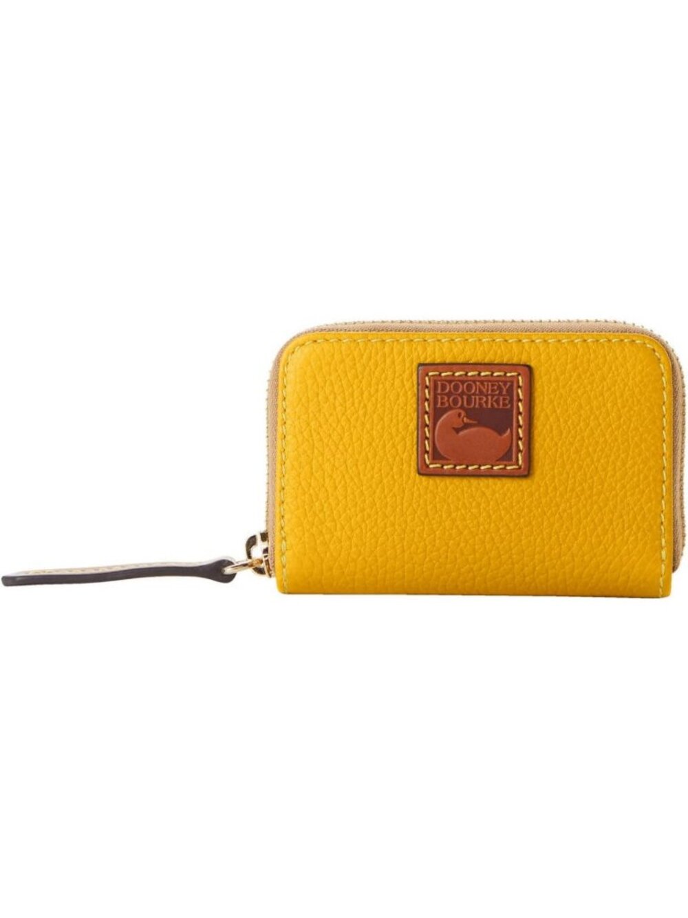 Pebble Grain Zip Around Wallet, Mustard Credit Card Case, Stylish & Functional